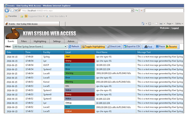 Kiwi Syslog Server