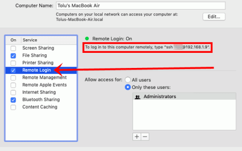 howto enable ssh server mac osx free